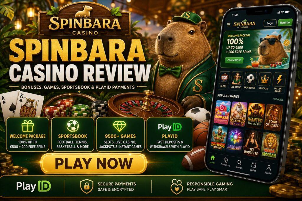 Spinbara Casino review with welcome bonus, 9,500+ games, sportsbook and PlayID payments